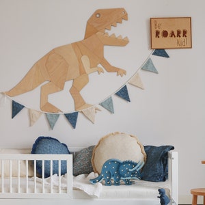 Dinosaur t-rex wall decoration origami, tyranosaurus rex, wooden wall decor, Kinderzimmer Dekoration, Wanddekoration, kids room decor image 3