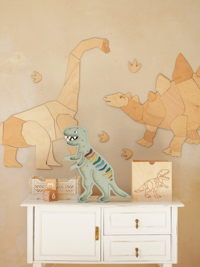 Dinosaur DIPLODOCUS, wall decoration origami, wooden wall decoration, Kinderzimmer Dekoration, Wanddekoration, kids room, diplodocus image 1