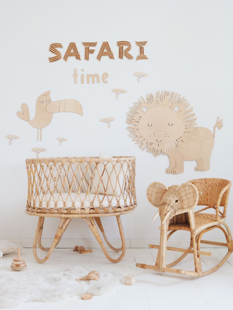 LION wooden wall decoration in the Safari style SIZE M, wooden wall decorn, Kinderzimmer Dekoration, Wanddekoration, Nursery decor image 5