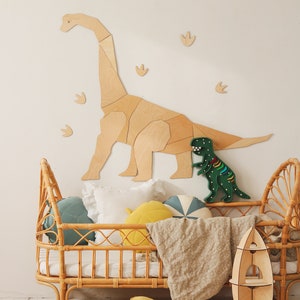Dinosaur DIPLODOCUS, wall decoration origami, wooden wall decoration, Kinderzimmer Dekoration, Wanddekoration, kids room, diplodocus image 2