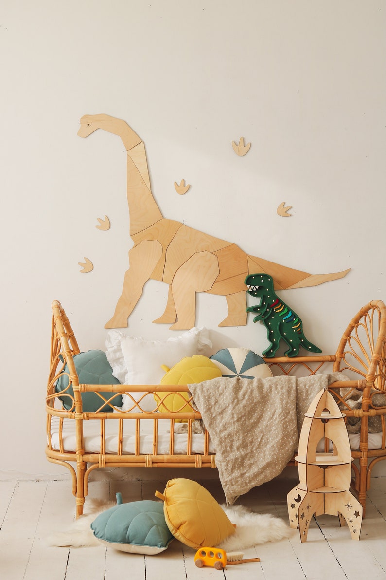 Dinosaur DIPLODOCUS, wall decoration origami, wooden wall decoration, Kinderzimmer Dekoration, Wanddekoration, kids room, diplodocus image 2