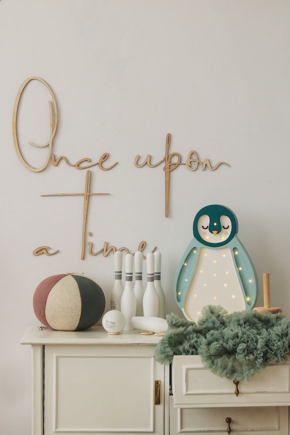 Wooden Wall Sign:  Once Upon a Time, Schriftzug, Wanddekko, Babyzimmer Deko aus Holz, Kinderzimmer, wall decoration, baby, Nursery
