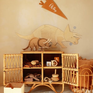 Unique Triceratops Origami Wall Art Kids Room Decor Wooden Dinosaur Wall Hanging Kinderzimmer image 2