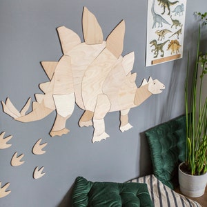 Origami Stegosaurus Wooden Wall Decoration for Kids Room Dinosaur Kinderzimmer Dekoration image 8