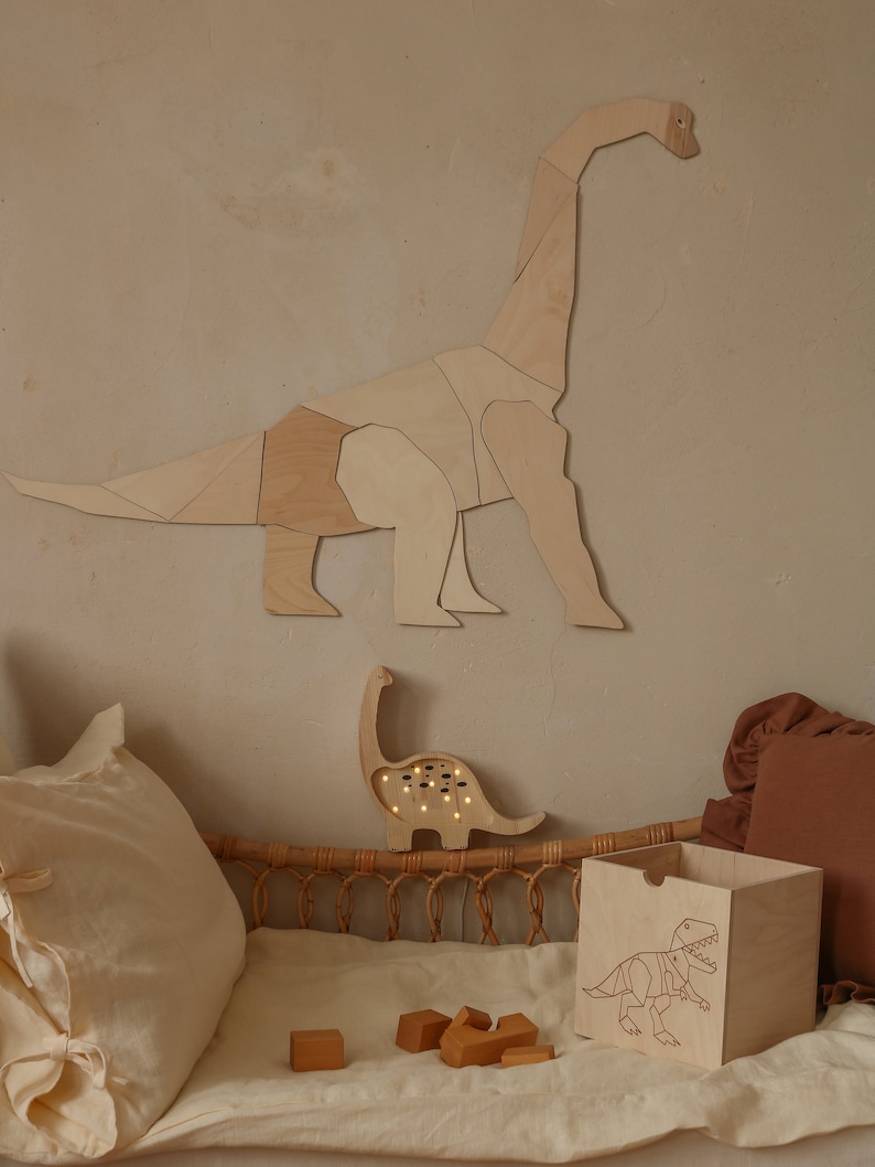 Dinosaur DIPLODOCUS, wall decoration origami, wooden wall decoration, Kinderzimmer Dekoration, Wanddekoration, kids room, diplodocus image 10