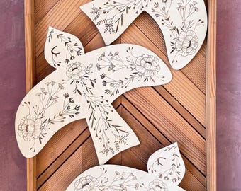 Paloma de la Paz - Decoración de pared de pájaros de madera para habitación infantil - Flores de madera, regalo para baby shower, bautizo o recién nacido