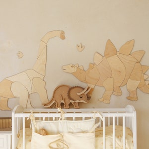 Origami Stegosaurus Wooden Wall Decoration for Kids Room Dinosaur Kinderzimmer Dekoration image 5