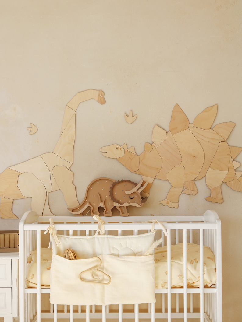 Origami Stegosaurus Wooden Wall Decoration for Kids Room Dinosaur Kinderzimmer Dekoration image 5