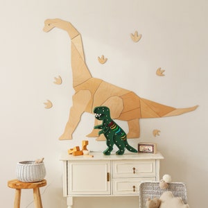 Dinosaur DIPLODOCUS, wall decoration origami, wooden wall decoration, Kinderzimmer Dekoration, Wanddekoration, kids room, diplodocus image 4