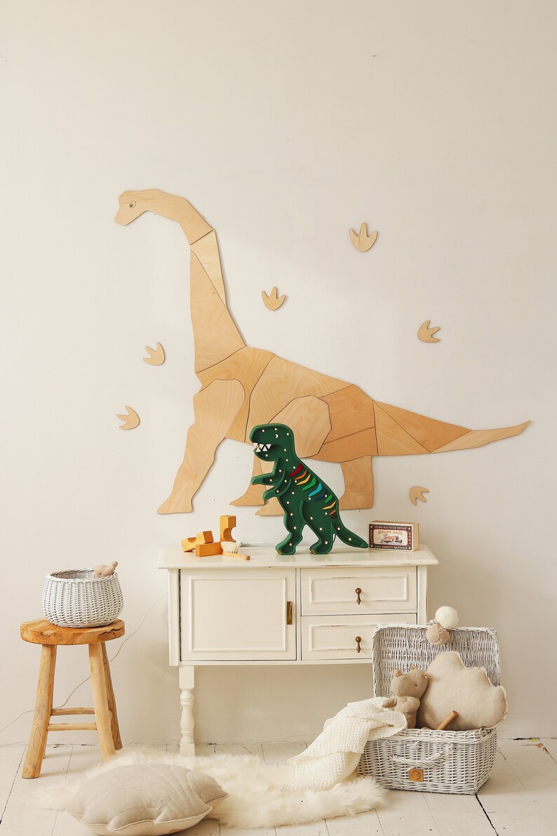 Dinosaur DIPLODOCUS, wall decoration origami, wooden wall decoration, Kinderzimmer Dekoration, Wanddekoration, kids room, diplodocus image 3