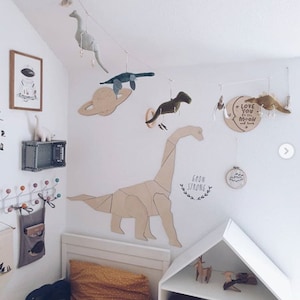 Dinosaur DIPLODOCUS, wall decoration origami, wooden wall decoration, Kinderzimmer Dekoration, Wanddekoration, kids room, diplodocus image 7