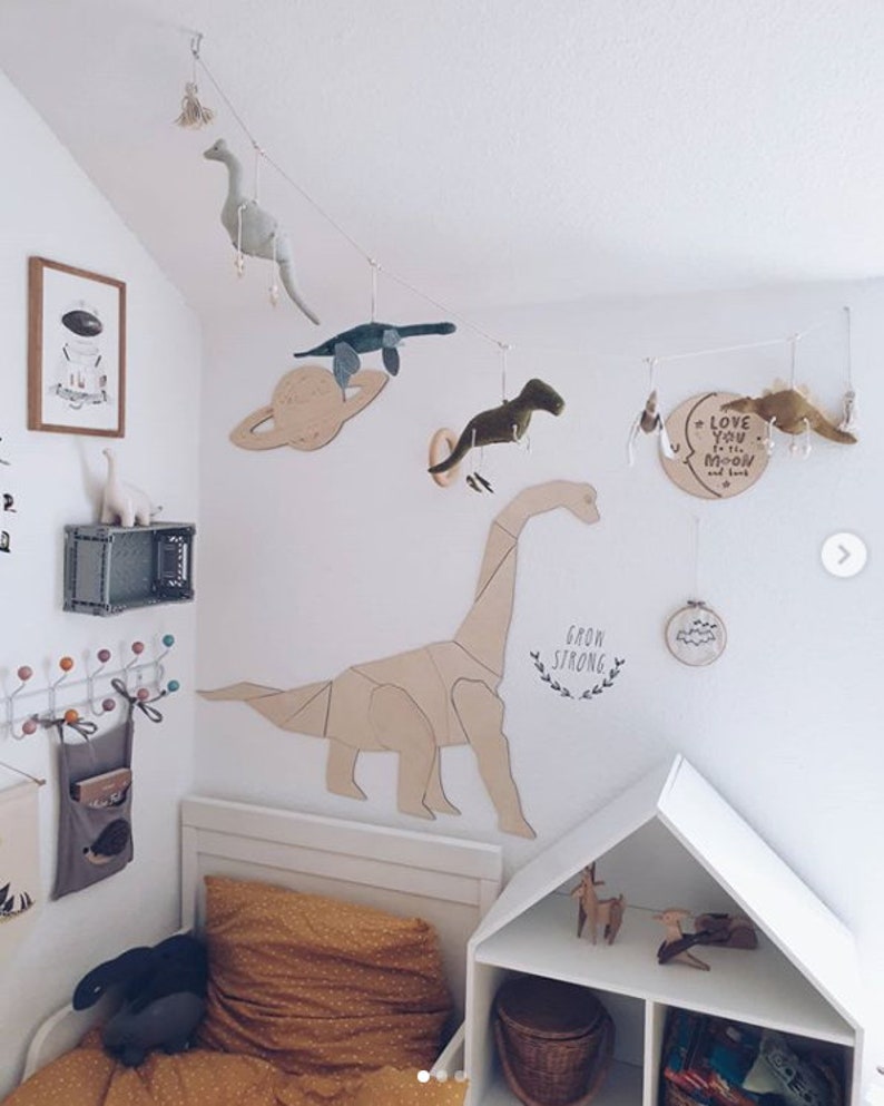 Dinosaur DIPLODOCUS, wall decoration origami, wooden wall decoration, Kinderzimmer Dekoration, Wanddekoration, kids room, diplodocus image 7