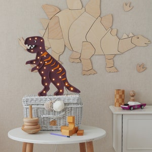 Origami Stegosaurus Wooden Wall Decoration for Kids Room Dinosaur Kinderzimmer Dekoration image 6