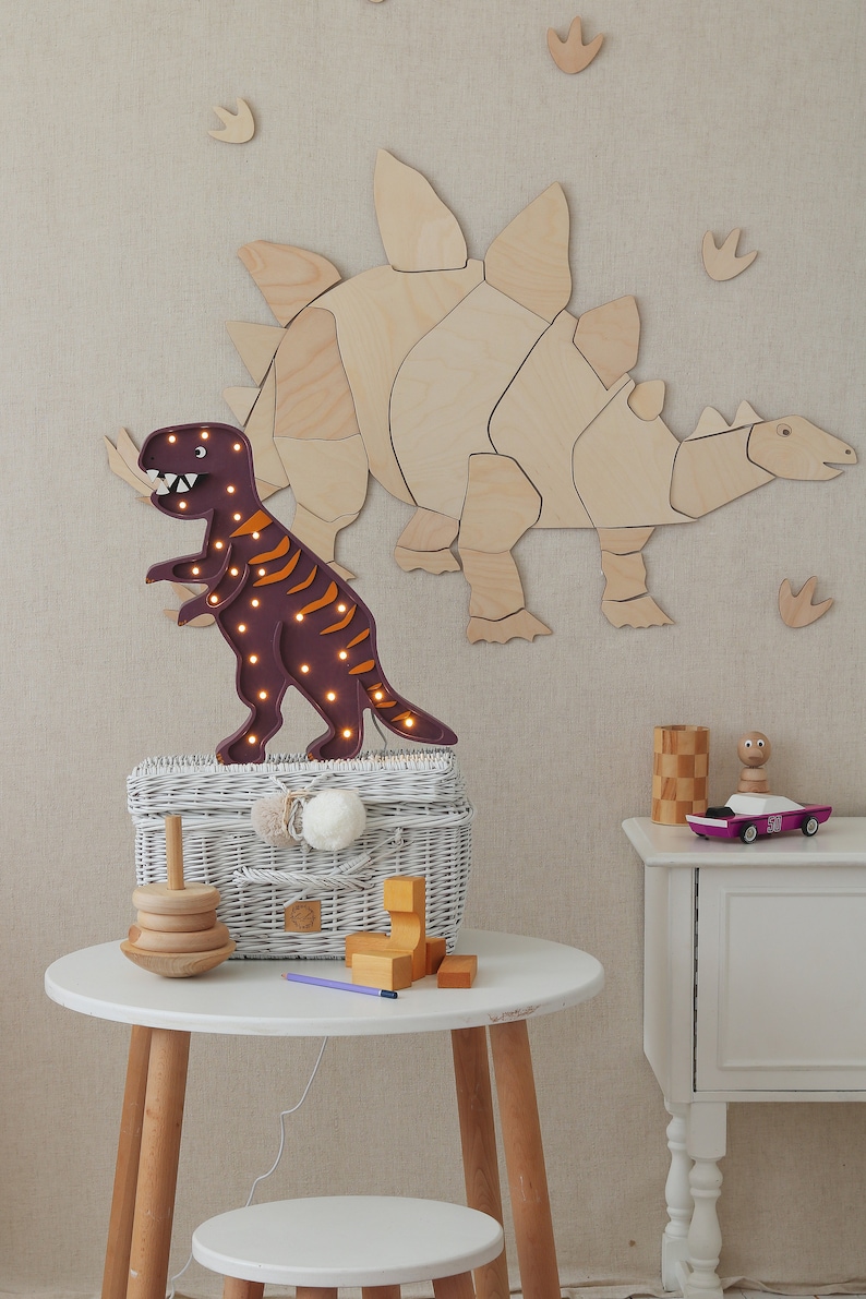 Origami Stegosaurus Wooden Wall Decoration for Kids Room Dinosaur Kinderzimmer Dekoration image 6