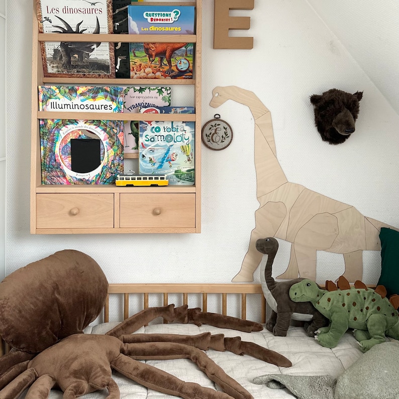 Dinosaur DIPLODOCUS, wall decoration origami, wooden wall decoration, Kinderzimmer Dekoration, Wanddekoration, kids room, diplodocus image 9