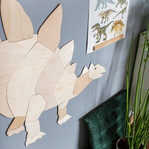 Origami Stegosaurus Wooden Wall Decoration for Kids Room Dinosaur Kinderzimmer Dekoration image 10