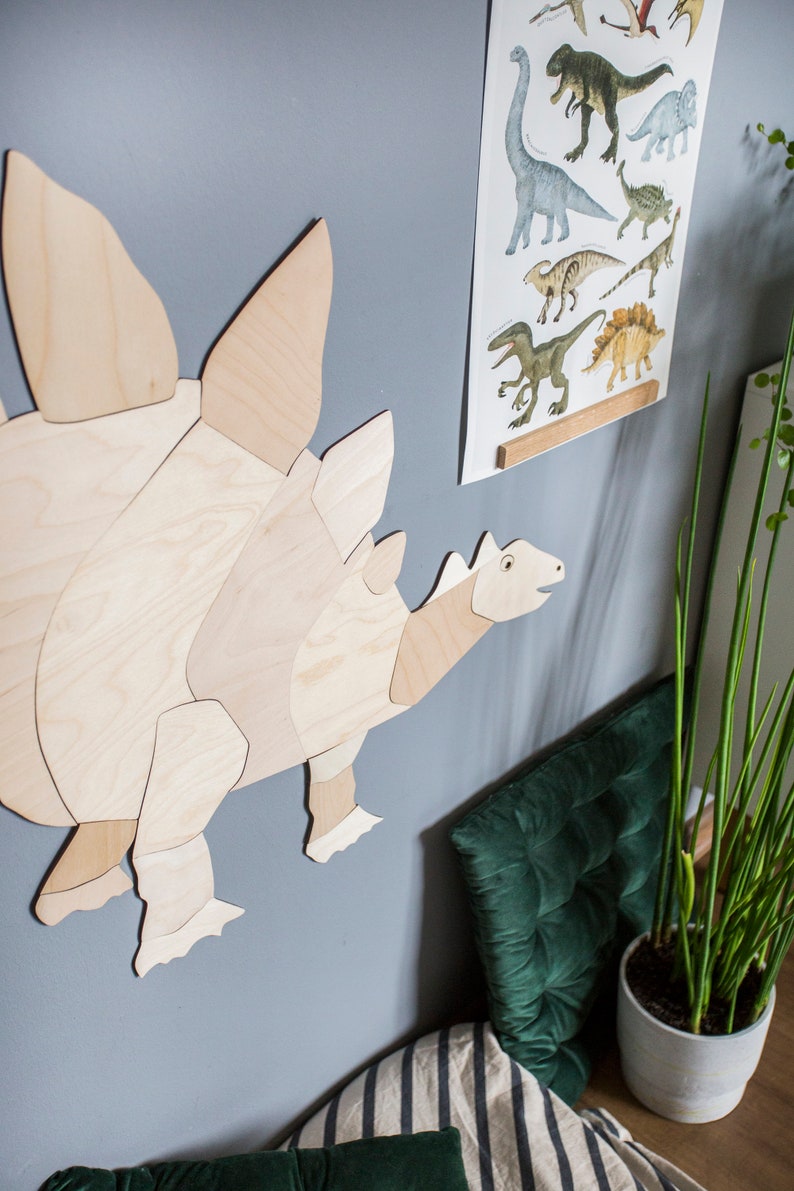 Origami Stegosaurus Wooden Wall Decoration for Kids Room Dinosaur Kinderzimmer Dekoration image 10