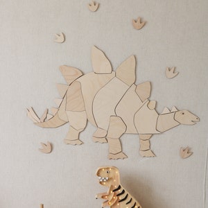 Dinosauro Stegosaurus - Origami di decorazione da parete in legno fatti a mano, Kinderzimmer Dekoration, Wanddekoration, arredamento della camera dei bambini, puzzle