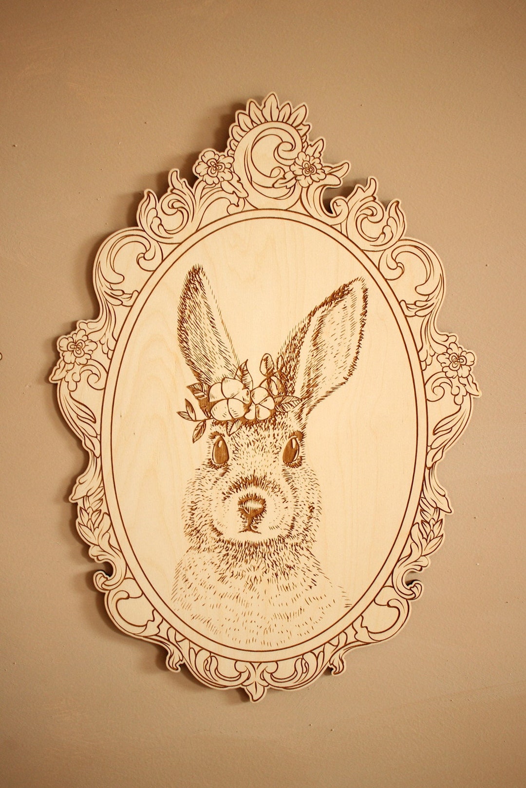 RABBIT - Engraved Picture With Retro Frame - Forest Animal ...