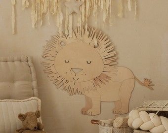 LION - wooden wall decoration in the Safari style SIZE XL, wooden wall decorn, Kinderzimmer Dekoration, Wanddekoration, Nursery decor