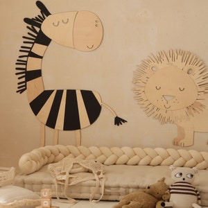 Zebra wooden wall decoration in the Safari style SIZE S, wooden wall decoration, Kinderzimmer Dekoration, Wanddekoration, Nursery decor image 9