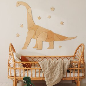 Dinosaur DIPLODOCUS, wall decoration origami, wooden wall decoration, Kinderzimmer Dekoration, Wanddekoration, kids room, diplodocus image 8