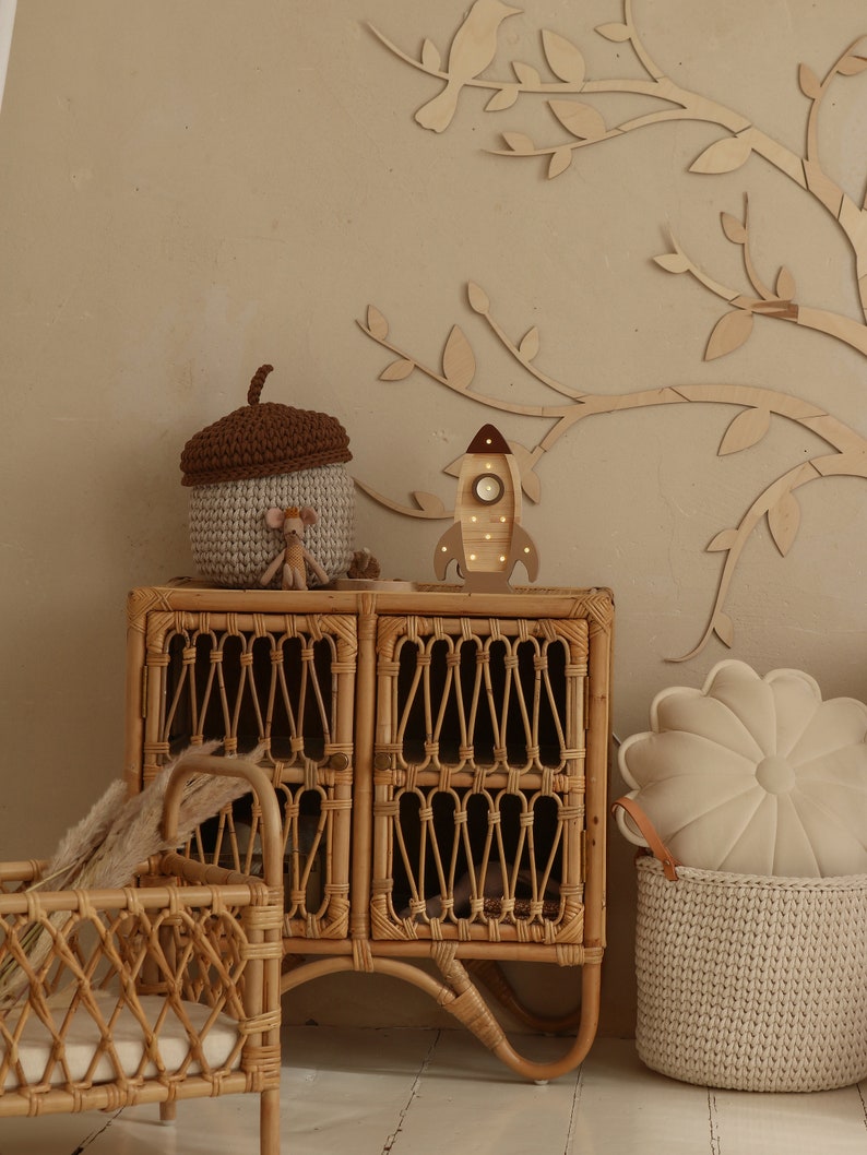 Nature-inspired Wall Art Wooden Tree with Birds Nursery Decor Idea, baum holz kinderzimmer image 5