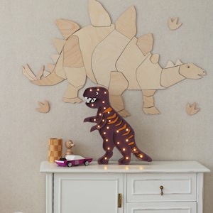 Origami Stegosaurus Wooden Wall Decoration for Kids Room Dinosaur Kinderzimmer Dekoration image 3