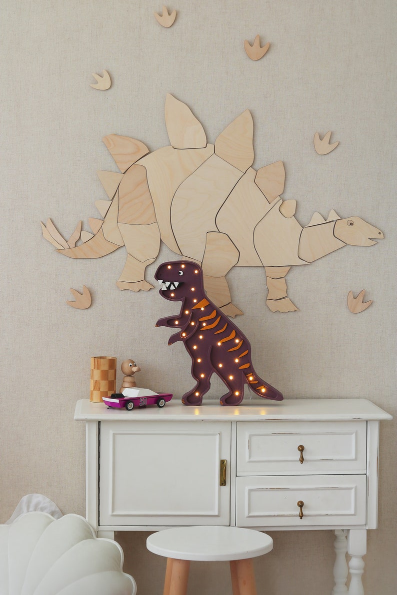 Origami Stegosaurus Wooden Wall Decoration for Kids Room Dinosaur Kinderzimmer Dekoration image 3