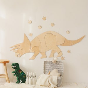 Unique Triceratops Origami Wall Art Kids Room Decor Wooden Dinosaur Wall Hanging Kinderzimmer image 7
