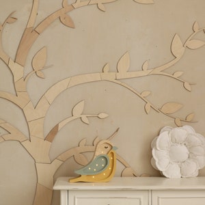 Nature-inspired Wall Art Wooden Tree with Birds Nursery Decor Idea, baum holz kinderzimmer image 3