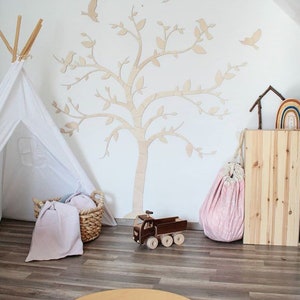 Nature-inspired Wall Art Wooden Tree with Birds Nursery Decor Idea, baum holz kinderzimmer image 10