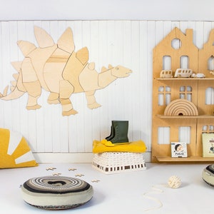 Origami Stegosaurus Wooden Wall Decoration for Kids Room Dinosaur Kinderzimmer Dekoration image 7
