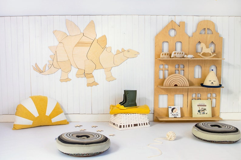 Origami Stegosaurus Wooden Wall Decoration for Kids Room Dinosaur Kinderzimmer Dekoration image 7