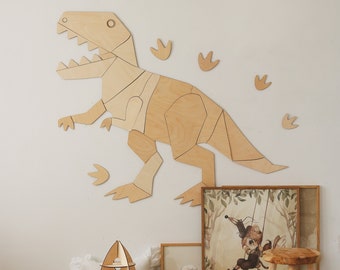 Dinosaur t-rex wall decoration origami, tyranosaurus rex, wooden wall decor, Kinderzimmer Dekoration, Wanddekoration, kids room decor