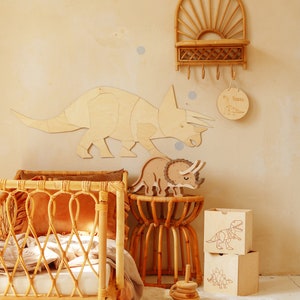 Unique Triceratops Origami Wall Art Kids Room Decor Wooden Dinosaur Wall Hanging Kinderzimmer image 5