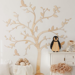 Nature-inspired Wall Art Wooden Tree with Birds Nursery Decor Idea, baum holz kinderzimmer image 8