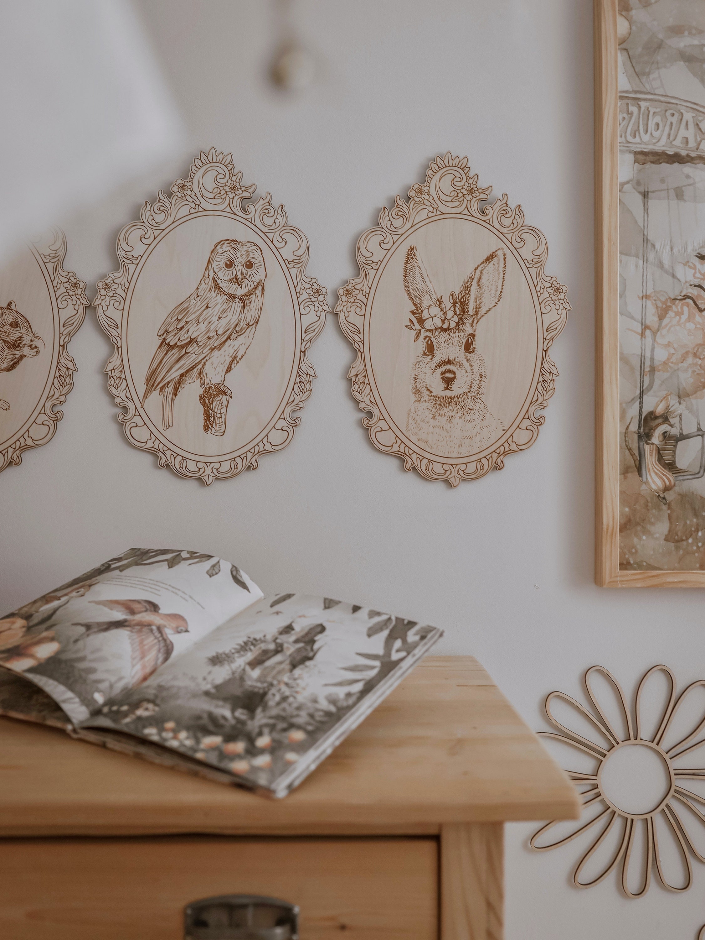 Rabbit Engraved RABBIT - Engraved Picture With Retro Frame - Forest Animal ...