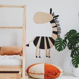 Zebra wooden wall decoration in the Safari style SIZE S, wooden wall decoration, Kinderzimmer Dekoration, Wanddekoration, Nursery decor image 8