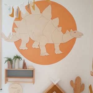 Origami Stegosaurus Wooden Wall Decoration for Kids Room Dinosaur Kinderzimmer Dekoration image 2