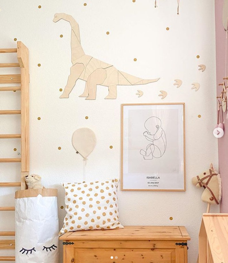 Dinosaur DIPLODOCUS, wall decoration origami, wooden wall decoration, Kinderzimmer Dekoration, Wanddekoration, kids room, diplodocus image 4