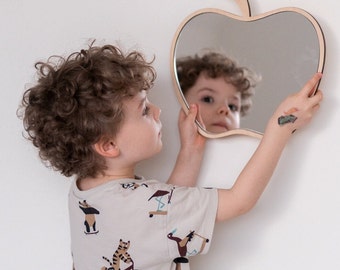 Kids Room Apple Mirror | Child-friendly Safety Mirror for Playful Spaces
