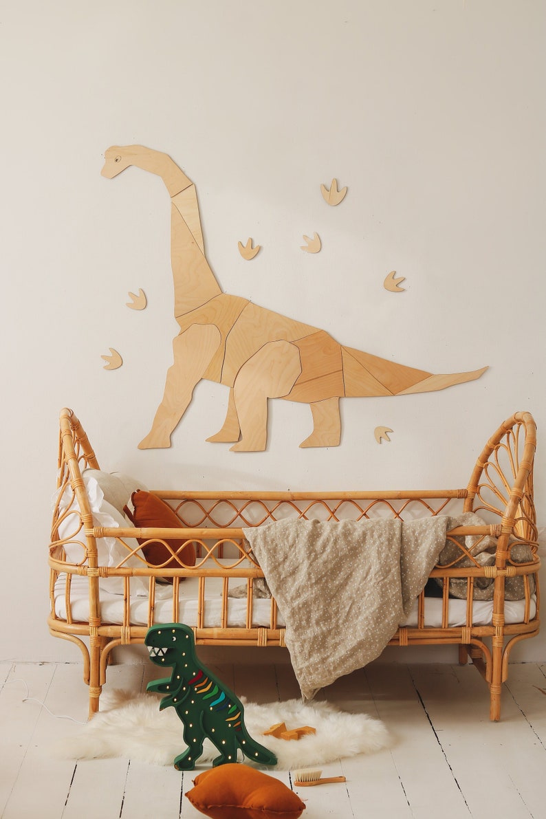 Dinosaur DIPLODOCUS, wall decoration origami, wooden wall decoration, Kinderzimmer Dekoration, Wanddekoration, kids room, diplodocus image 1