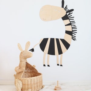 Zebra wooden wall decoration in the Safari style SIZE S, wooden wall decoration, Kinderzimmer Dekoration, Wanddekoration, Nursery decor image 3