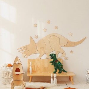 Unique Triceratops Origami Wall Art Kids Room Decor Wooden Dinosaur Wall Hanging Kinderzimmer image 6