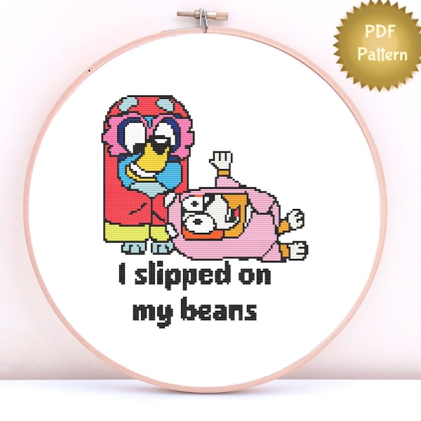I Slipped on my Beans! Grannies Cross Stitch Pattern