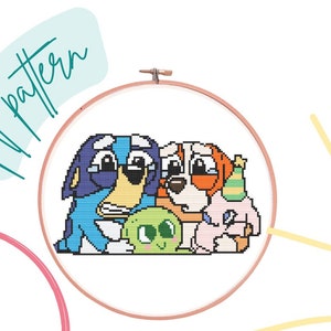 Double Please Bluey and Bingo Cross Stitch Pattern