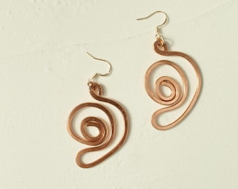 Handmade Copper Statement Earrings, Sculptural Artisan Jewelry, One-of-a-Kind Earrings | Lily Pad