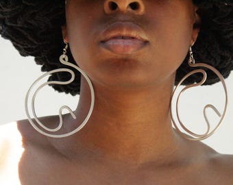 Handmade Aluminum Statement Earrings, Lightweight Modern Sculptural Jewelry, One-of-a-Kind Earrings | Aphelion