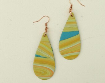 Handmade Polymer Clay Statement Earrings, Lightweight Sculptural Jewelry, One of One